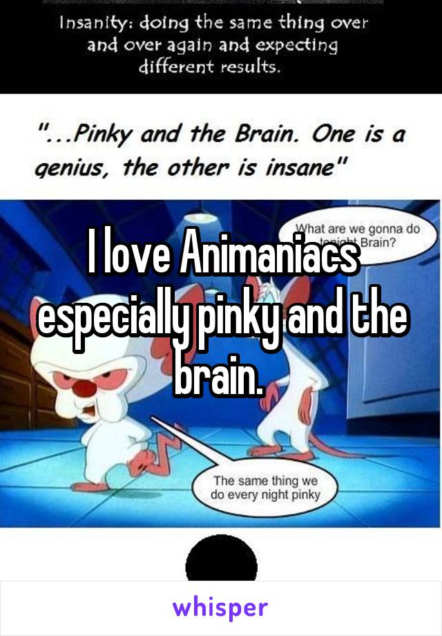 I love Animaniacs especially pinky and the brain. 