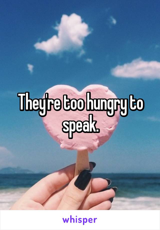 They're too hungry to speak.