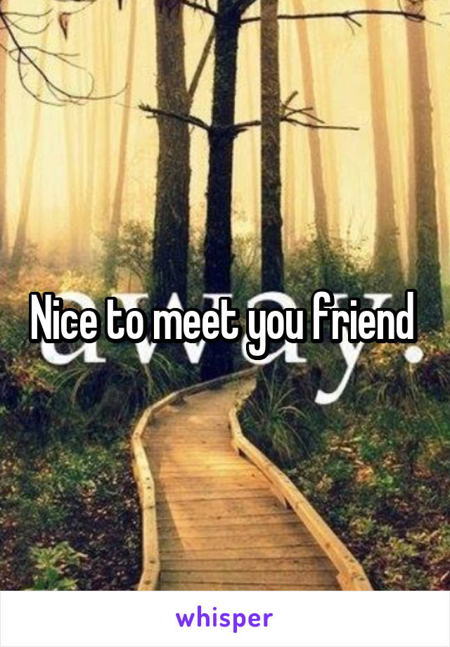 Nice to meet you friend 