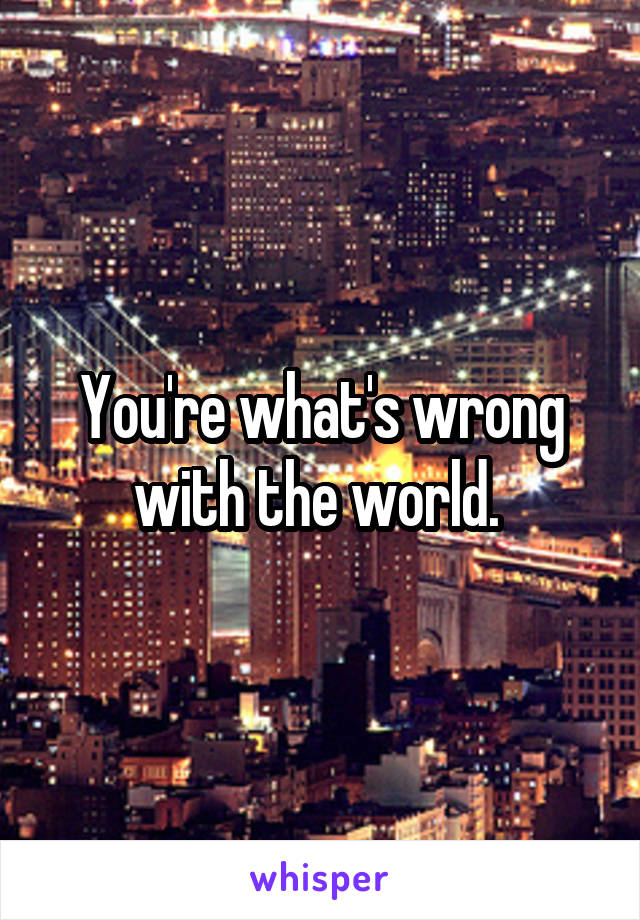You're what's wrong with the world. 