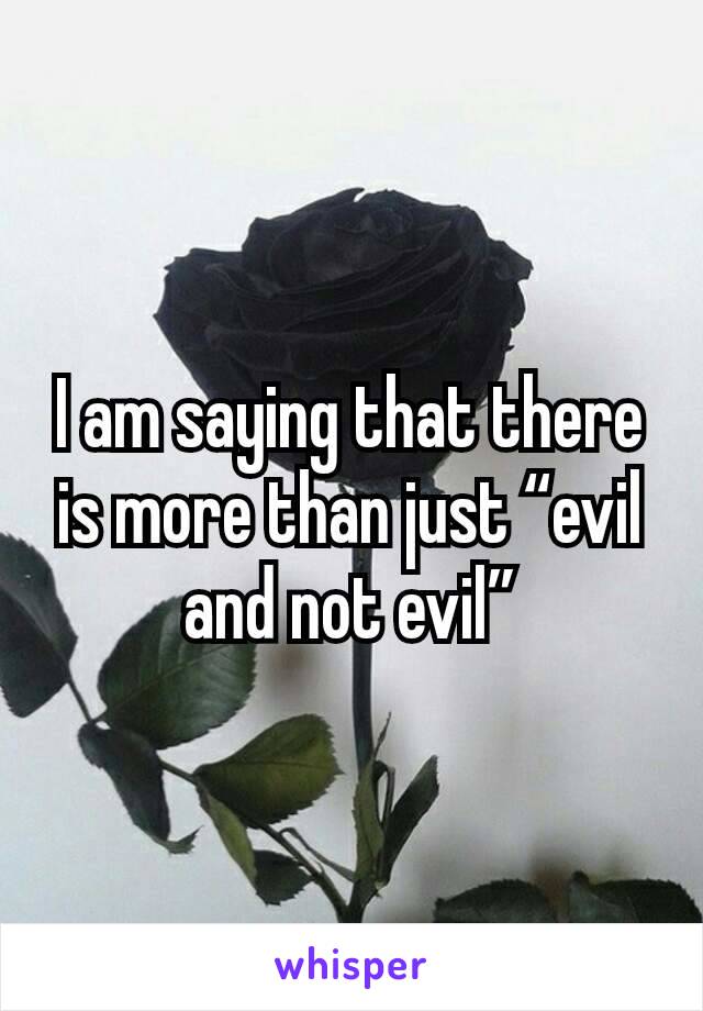 I am saying that there is more than just “evil and not evil”