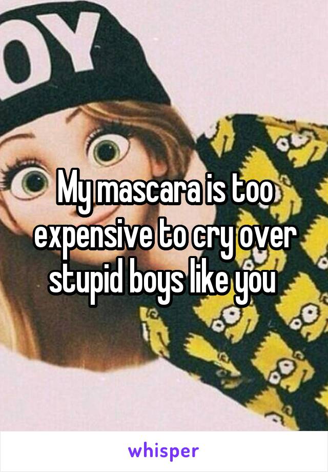 My mascara is too expensive to cry over stupid boys like you 