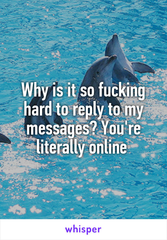 Why is it so fucking hard to reply to my messages? You're literally online 