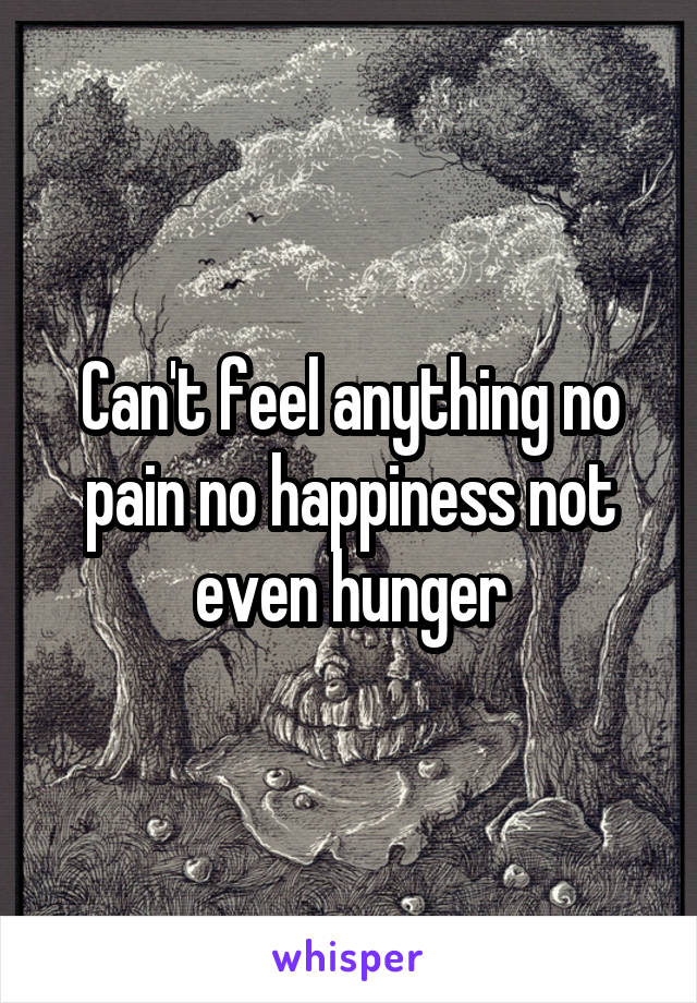 Can't feel anything no pain no happiness not even hunger