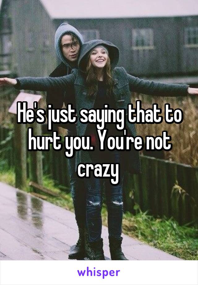 He's just saying that to hurt you. You're not crazy 