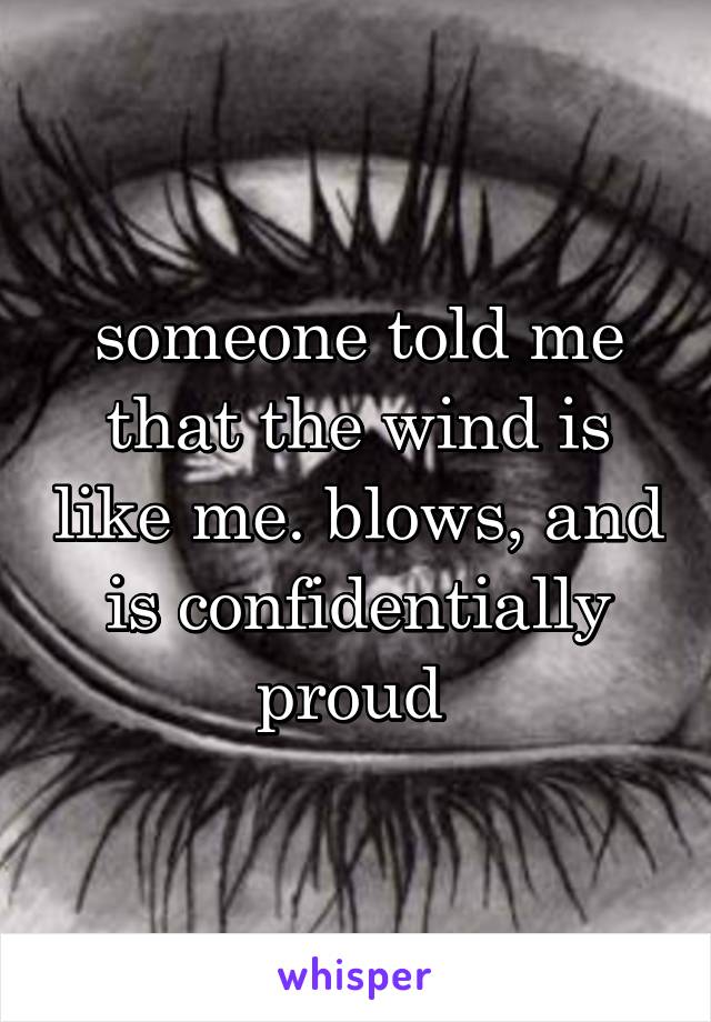 someone told me that the wind is like me. blows, and is confidentially proud 