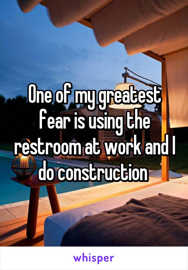 One of my greatest fear is using the restroom at work and I do construction 