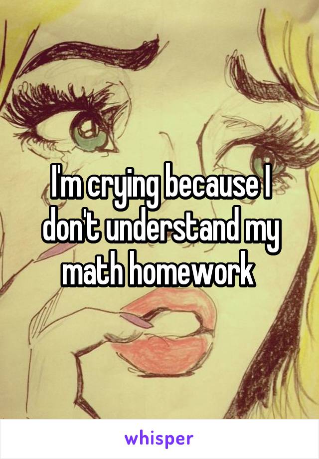 I'm crying because I don't understand my math homework 