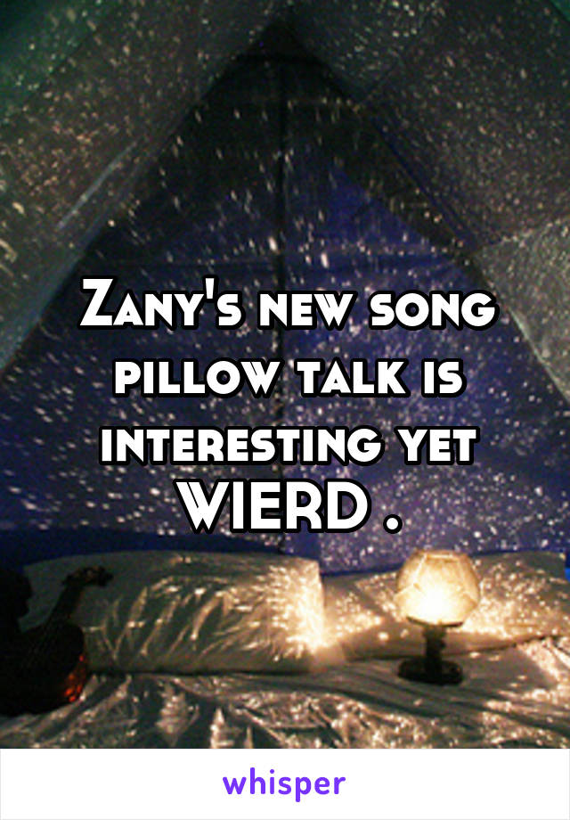 Zany's new song pillow talk is interesting yet WIERD .