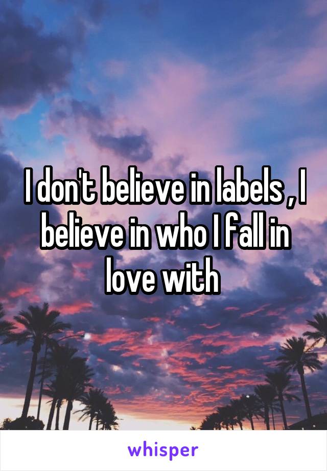 I don't believe in labels , I believe in who I fall in love with 