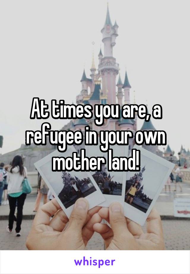 At times you are, a refugee in your own mother land!