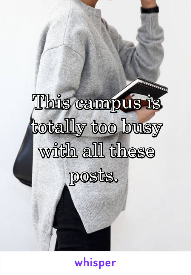 This campus is totally too busy with all these posts. 