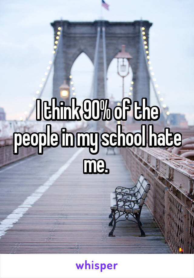 I think 90% of the people in my school hate me. 