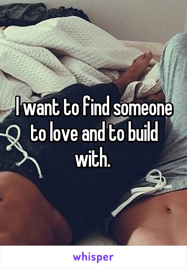 I want to find someone to love and to build with. 