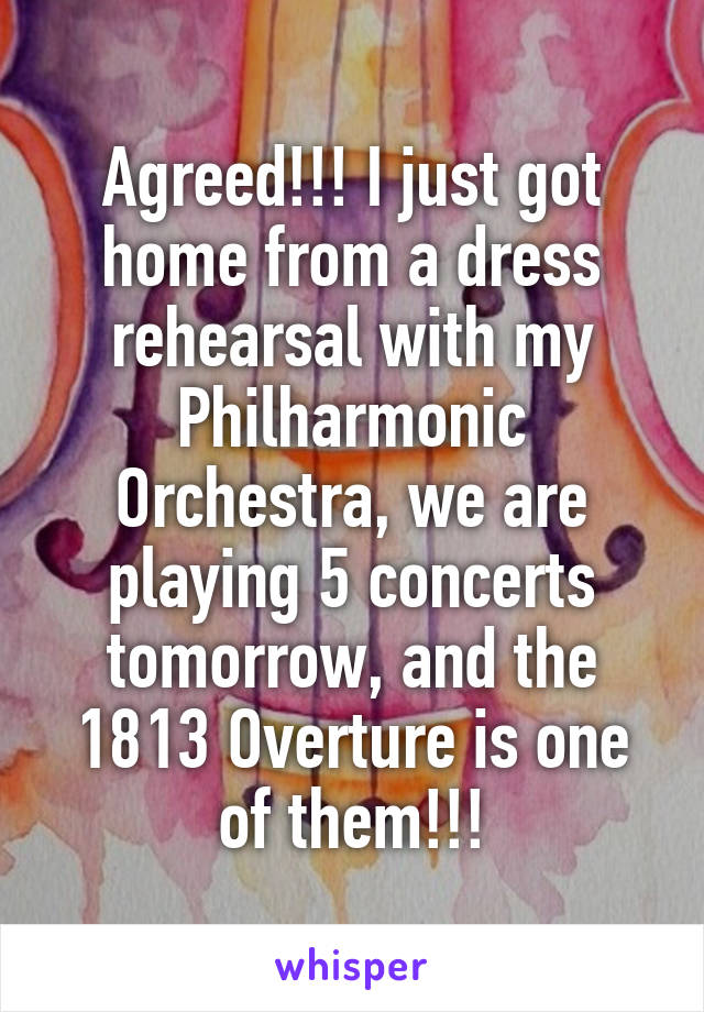 Agreed!!! I just got home from a dress rehearsal with my Philharmonic Orchestra, we are playing 5 concerts tomorrow, and the 1813 Overture is one of them!!!