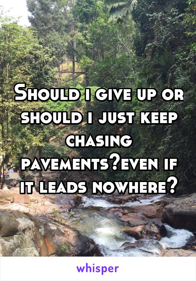 Should i give up or should i just keep chasing pavements?even if it leads nowhere?