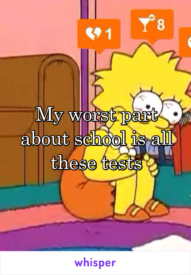 My worst part about school is all these tests