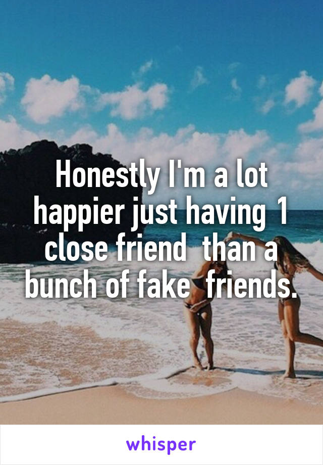 Honestly I'm a lot happier just having 1 close friend  than a bunch of fake  friends.