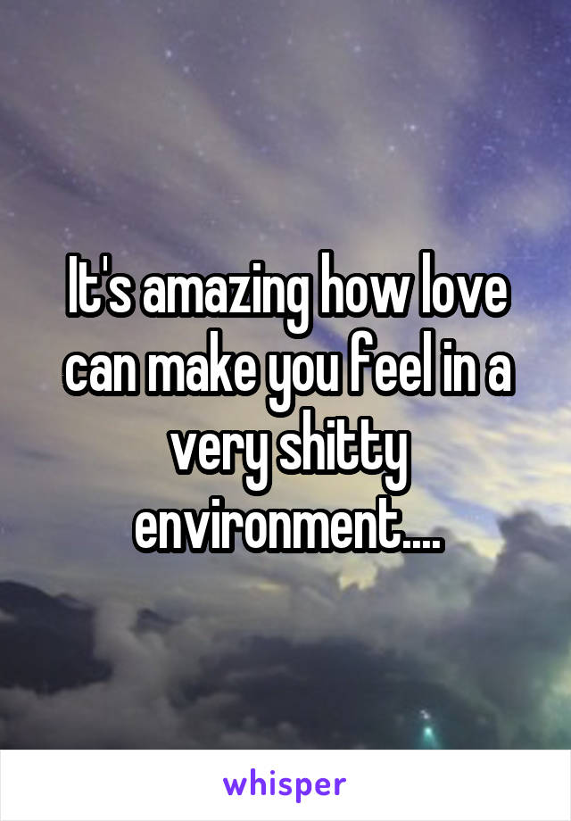 It's amazing how love can make you feel in a very shitty environment....