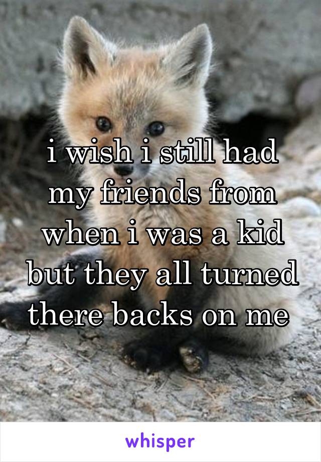 i wish i still had my friends from when i was a kid but they all turned there backs on me 