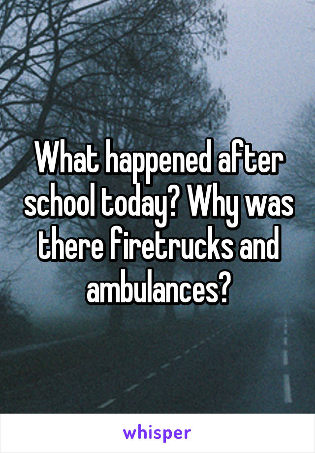 What happened after school today? Why was there firetrucks and ambulances?