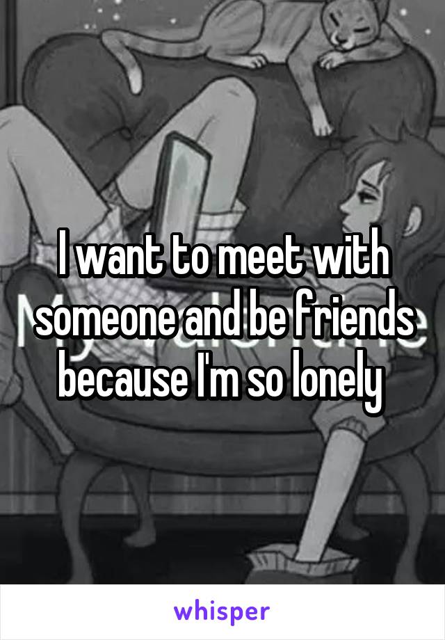 I want to meet with someone and be friends because I'm so lonely 