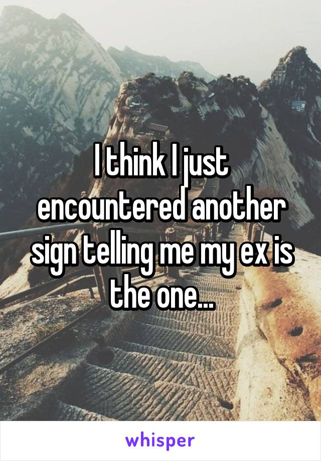 I think I just encountered another sign telling me my ex is the one...