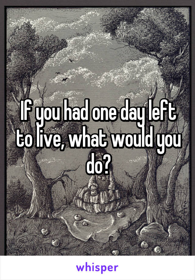 If you had one day left to live, what would you do?