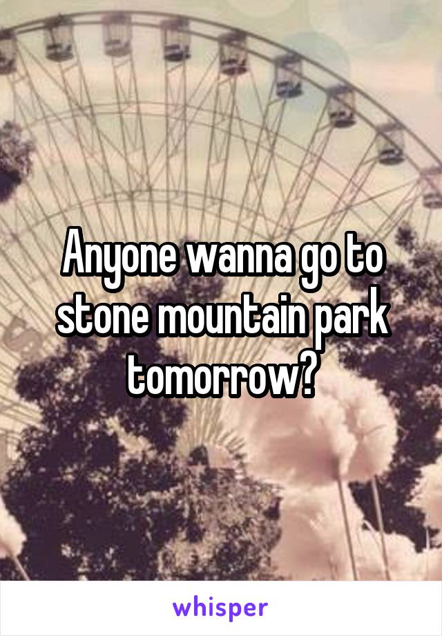 Anyone wanna go to stone mountain park tomorrow?