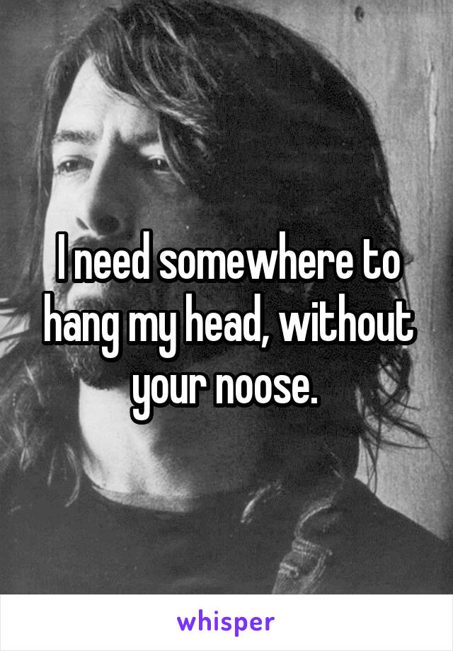 I need somewhere to hang my head, without your noose. 