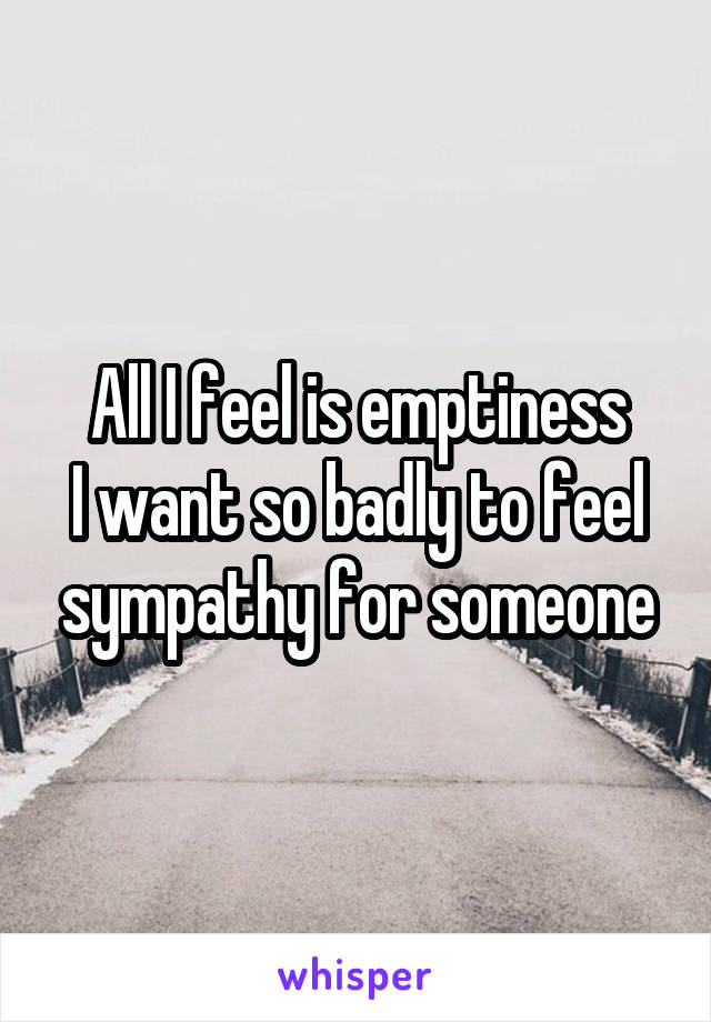 All I feel is emptiness
I want so badly to feel sympathy for someone