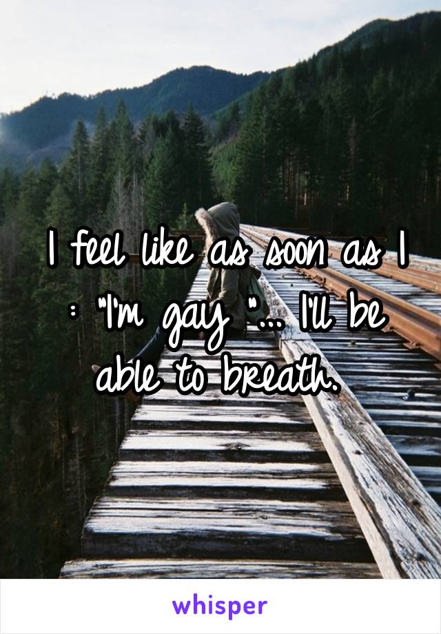 I feel like as soon as I : "I'm gay "... I'll be able to breath. 