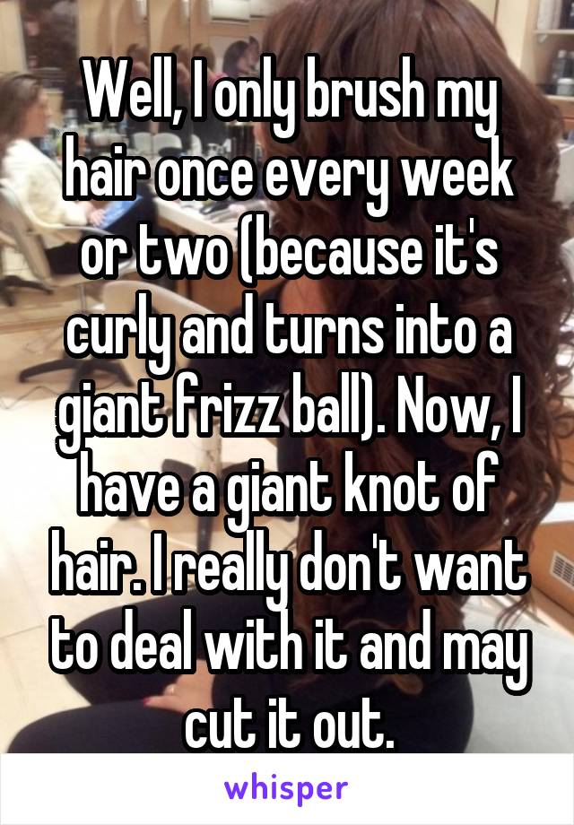 Well, I only brush my hair once every week or two (because it's curly and turns into a giant frizz ball). Now, I have a giant knot of hair. I really don't want to deal with it and may cut it out.