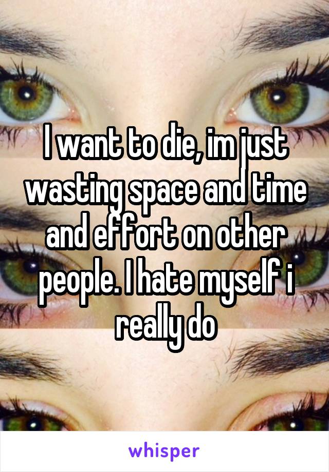 I want to die, im just wasting space and time and effort on other people. I hate myself i really do