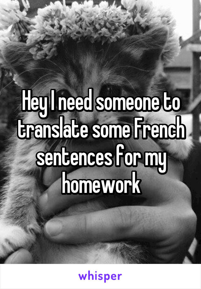 Hey I need someone to translate some French sentences for my homework