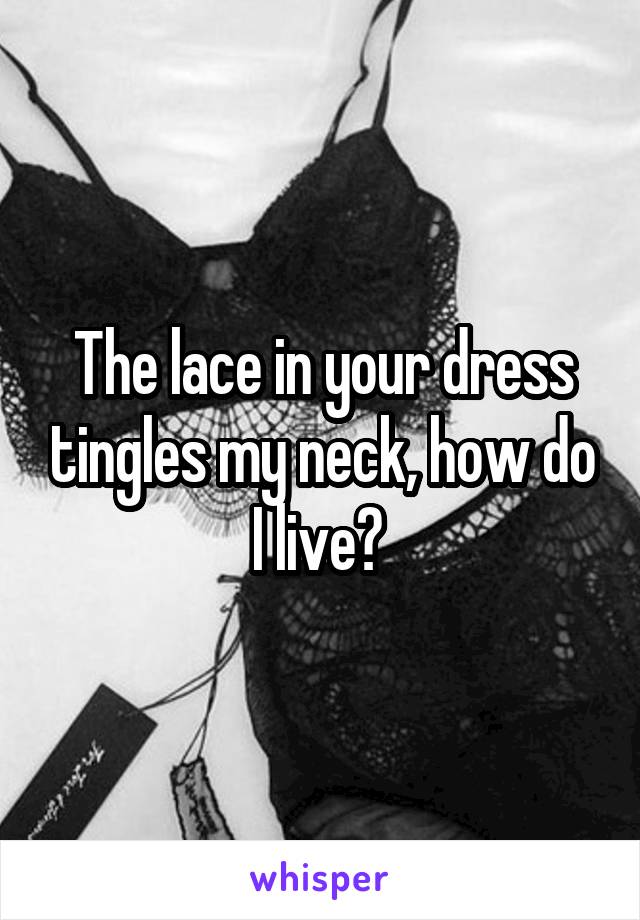 The lace in your dress tingles my neck, how do I live? 