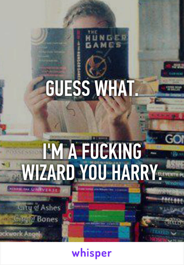 GUESS WHAT.


I'M A FUCKING WIZARD YOU HARRY.