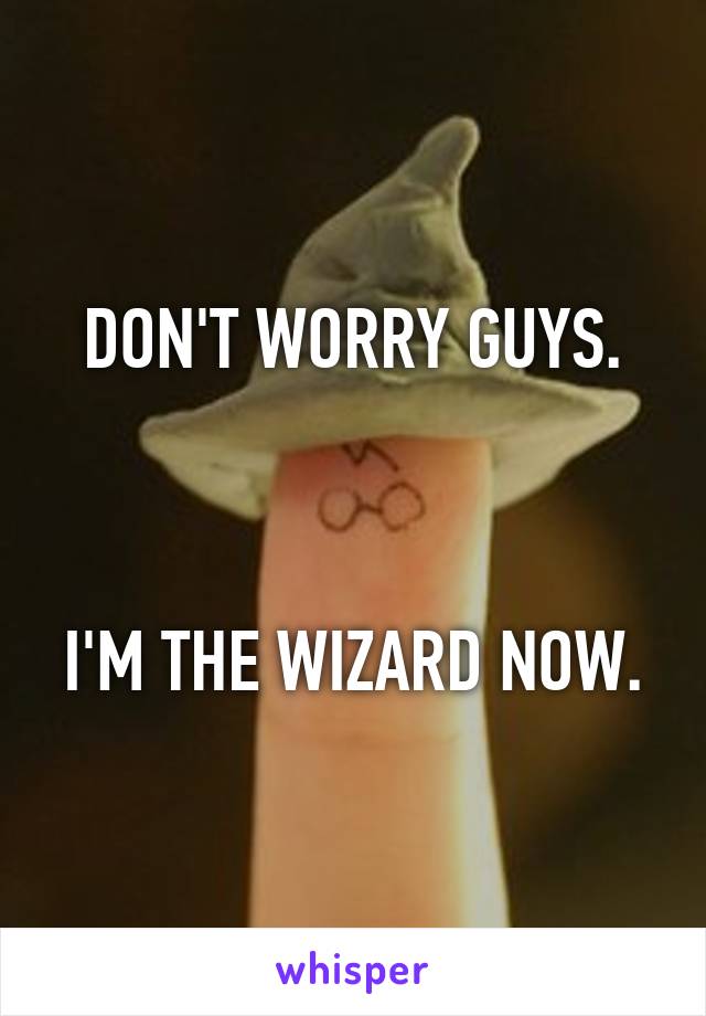 DON'T WORRY GUYS.



I'M THE WIZARD NOW.