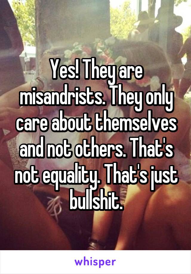 Yes! They are misandrists. They only care about themselves and not others. That's not equality. That's just bullshit.