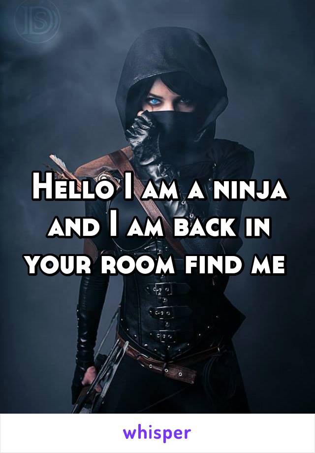 Hello I am a ninja and I am back in your room find me 