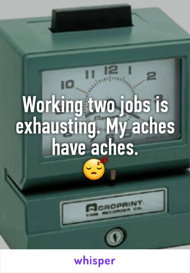 Working two jobs is exhausting. My aches have aches.
😴