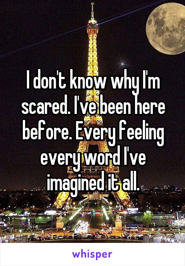 I don't know why I'm scared. I've been here before. Every feeling every word I've imagined it all.