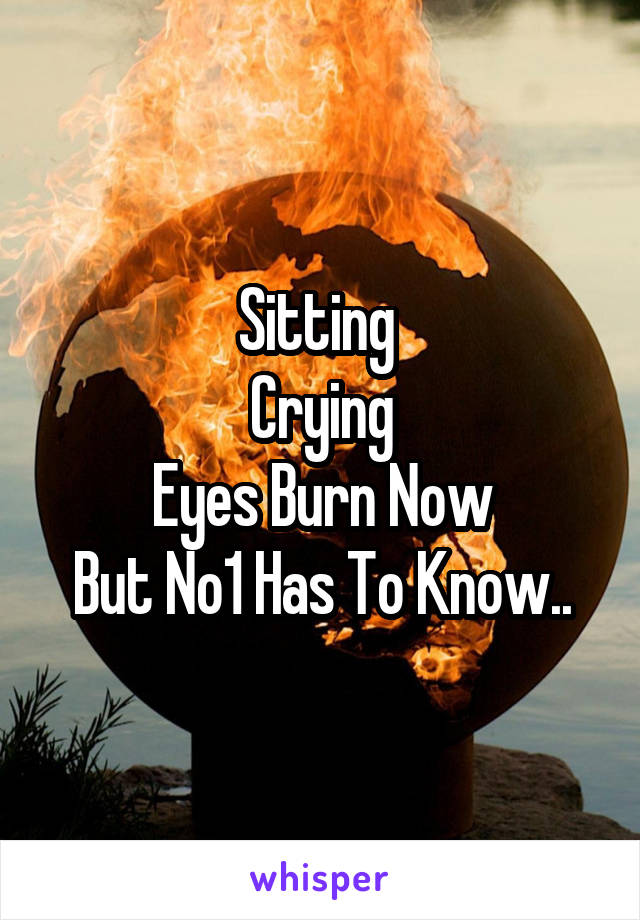 Sitting 
Crying
Eyes Burn Now
But No1 Has To Know..