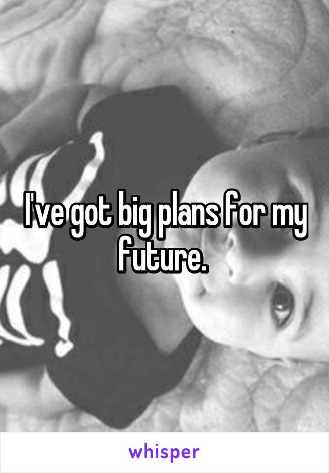 I've got big plans for my future. 