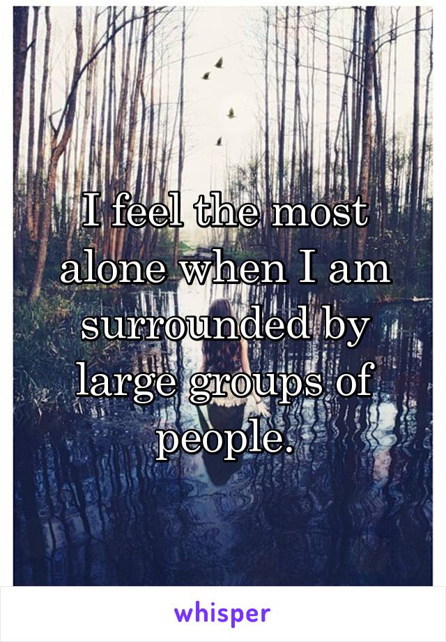 I feel the most alone when I am surrounded by large groups of people.