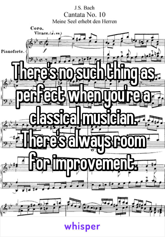 There's no such thing as perfect when you're a classical musician. There's always room for improvement.