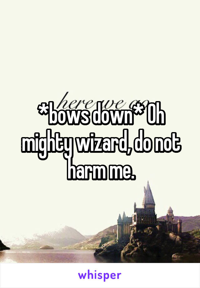 *bows down* Oh mighty wizard, do not harm me.