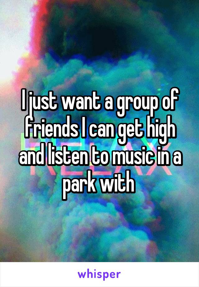 I just want a group of friends I can get high and listen to music in a park with 