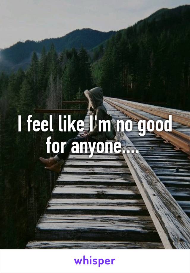 I feel like I'm no good for anyone.... 