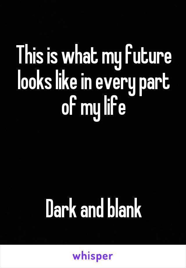 This is what my future looks like in every part of my life



Dark and blank